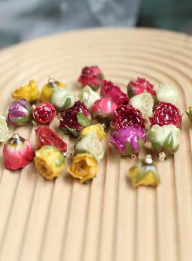 滴胶多头玫瑰蔷薇干花真花 耳环吊坠DIY材料饰品配件 厂家