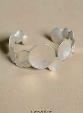 不规则圆勺烧白戒指/手镯