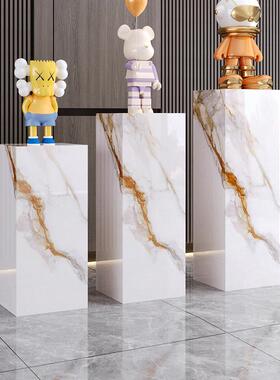 工艺品摆件台花架客展厅玄关酒店会所岩板装饰立柱大理石雕塑底座