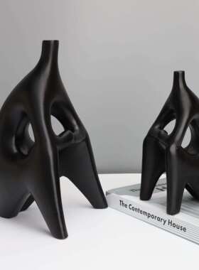 现代简约黑白无头人物雕塑树脂摆件样板房售楼部客厅创意软装饰品