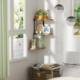 Spot corner rack iron wood combined with wall storage rack bathroom floating partition living room decoration rack