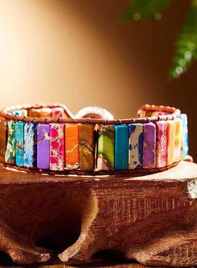 Multicolor Natural Stone Beads Heart Bracelet for Women Men0