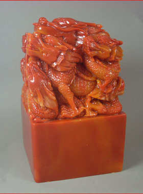 红仿古寿山印章石九龙玉玺摆件礼品厂家直销 展销会旅游纪念