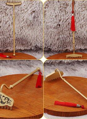 27cm纯铜九齿钉耙摆件猪八戒武器耙子创意手把件盘把玩文创挠痒抓