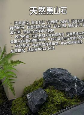 黑山石日式庭院枯山水造景石微景观室内天然假山石大块摆件真石