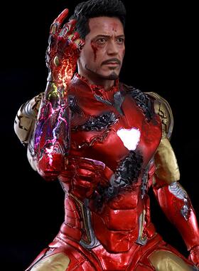 复仇者联盟4钢铁侠 MK85战损半身雕像玩具桌面摆件带灯树脂工艺品