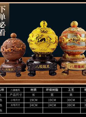 八骏雄风旋转鼎摆件开运招财办公桌面家居装饰工艺品公司企业礼品