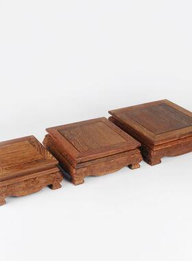 厂家中式正方虎面老虎脚木质盆景花瓶装饰品底座