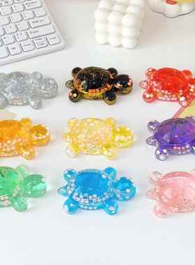 爆闪星星流沙卡通大号乌龟摆件直播盲袋对对碰办公室桌面摆饰