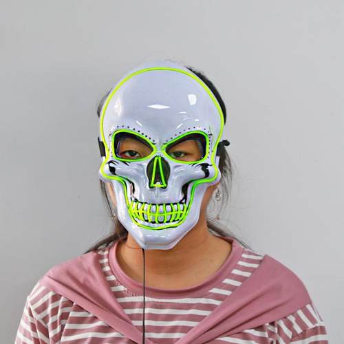 万圣节恐怖吓人鬼头小丑酒吧DJ夜店LED冷光面具 白骷髅头面具发光 - 图2