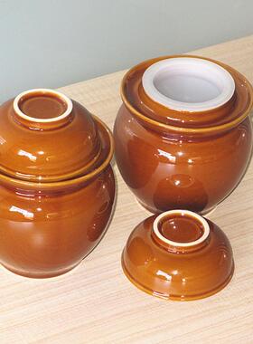 咸菜小盖碗陶瓷泡菜坛子迷你家用土陶小号密封罐中式商用纯色厨房