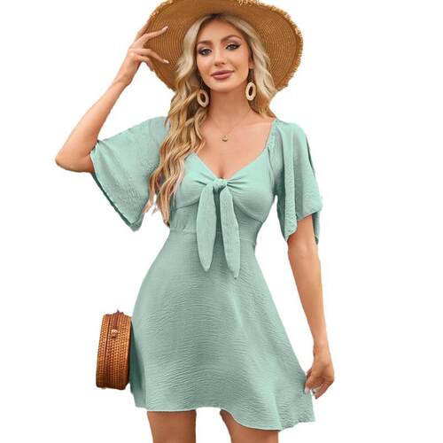 Women's A-Line Dress – Elastic Back Detail Flowy Casual - 图3