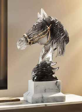 马头WQH塑摆件高档雕艺感客厅电视柜公玄关送领导办室酒术柜装饰