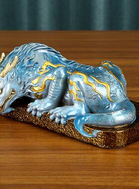 面彩铜件镇水兽摆办室桌吸水兽蚣B-C1109蝮摆设家公居玄关装饰工