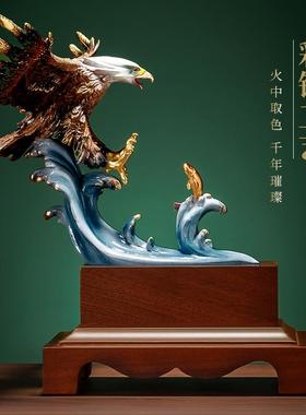 正品大展宏图老鹰摆乔件导高档老板办室桌面装饰品迁领公司开公业