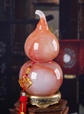藏钰福天然玉石葫芦摆件福禄平安家居装饰品新居乔迁客厅开业礼品