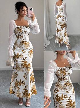New Women'S Square Neck Bow Chiffon Lightweight Bubble