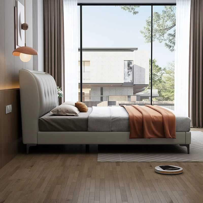 2025 new light luxury leather bed main room 592# high-end atmospheric double 1. Miyi minimalist soft cloth sleeping art