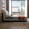 2025 new light luxury leather bed main room 592# high-end atmospheric double 1. Miyi minimalist soft cloth sleeping art