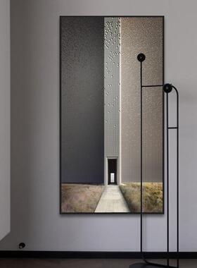 现代简约黑白灰建筑玄关装饰画背景墙面壁画竖版大气过道走廊挂画