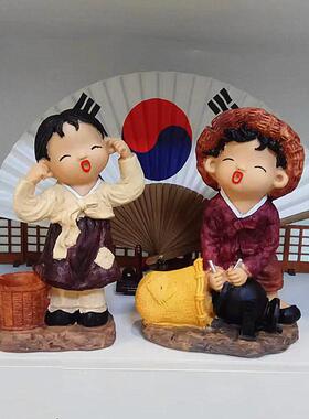 韩国韩服人偶树脂娃娃朝鲜族公仔教室布置韩式餐厅桌面摆件摆饰