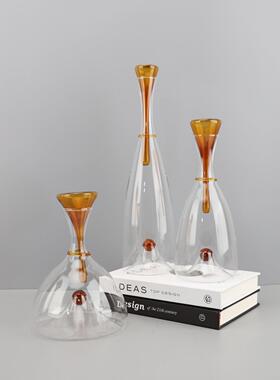 现轻奢透明玻璃酒具醒酒器摆件客厅餐厅酒柜样板间家居软装饰品