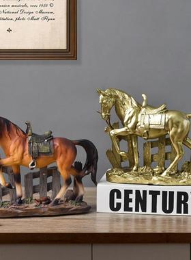 新中式摆件轻奢高档客厅北欧现代小马树脂轻奢客厅电视柜玄关酒柜