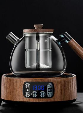 2026新款玻璃煮茶壶胡桃木泡茶壶专用黑晶炉养生壶煮茶器家用泡茶