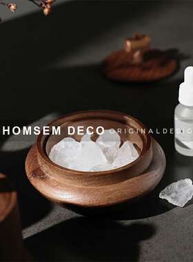 新中式书房入门玄关装饰实木扩香器民宿侘寂风原木无火香薰盒摆件