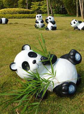 户外园林花园树脂玻璃钢动物雕塑爬树挂件装饰泉州仿真大熊猫摆件
