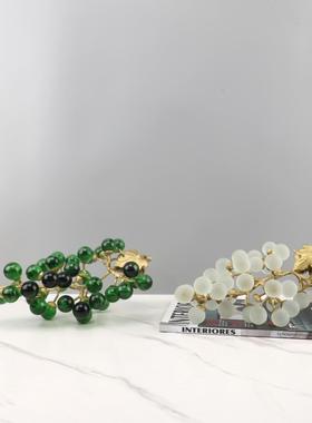 现代简约高档金属仿真水晶葡萄桌面摆件酒架装饰品样板房软装搭配