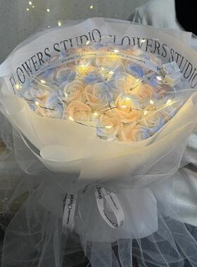 康乃馨玫瑰花束礼物仿真花男朋友永生花香皂花生日七夕速卖通