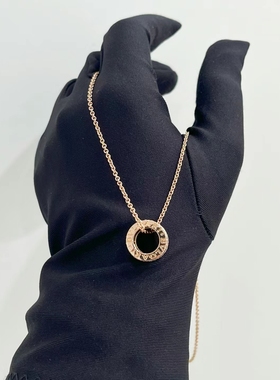 【公价5.99万】99新宝格丽18K玫瑰金黑陶原钻项链正品二手