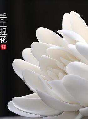 荷花莲花瓣手工陶瓷茶宠摆件家居饰品客厅创意办公桌茶桌茶宠陶瓷