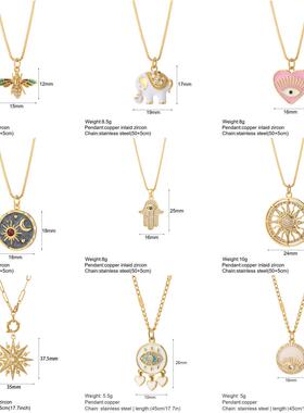 Heart Evil Blue Eye Sun Necklace for Women Cute Dog Bee Elep