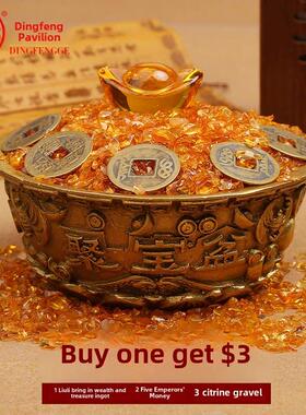 鼎丰阁铜聚宝盆饰品财溢聚宝盆招财进宝客厅办公装饰