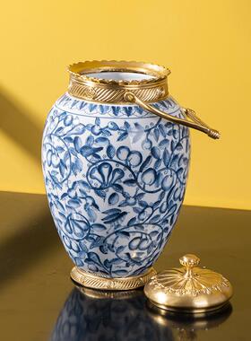 铜欧式别俱乐豪华软墅UXC装铜家居覆古镶嵌铜陶瓷与蓝部白壶工艺