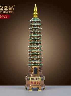 全3装铜文昌塔办摆件1层十三层公室书桌NWE铜雕饰摆设书房玄关工