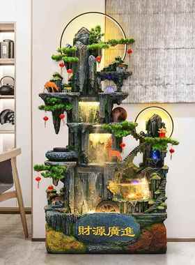 假山流水喷泉招财阳台客厅庭院公司水景观摆件循环水幕墙鱼池造景