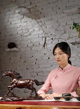 特洛伊饰品乌木雕刻十二生肖实木吉祥物木家居装饰工艺品