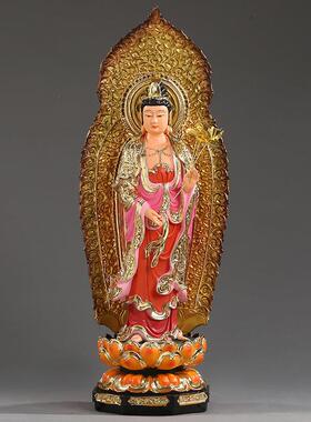 居家供奉带背光西方三圣佛像站西方三圣摆件观世音菩萨阿弥陀佛