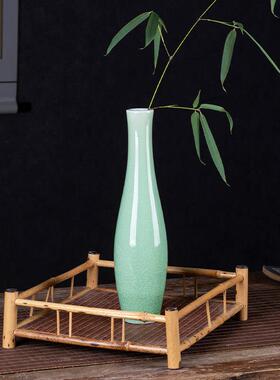 景德镇陶瓷器裂纹釉仿观音瓶小号插花瓶中式家居博古架装饰品摆件