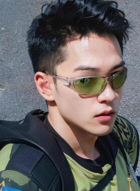 赛博朋克y2k千禧绿色太阳眼镜男户外运动骑行护目镜科技感太阳眼