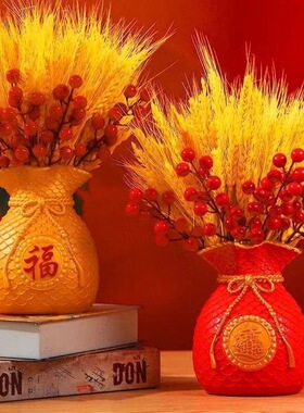 工艺品金色红色福袋袋子装饰摆件