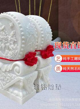 石雕门墩汉白玉小象抱鼓石青石庭院别墅貔貅石鼓公司门口中式