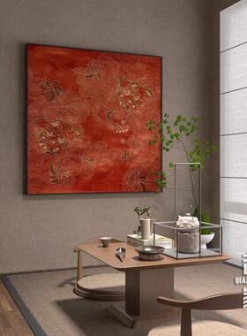 新中式红色抽象麒麟图腾壁画玄关客厅装饰画背景墙高级感轻奢挂画