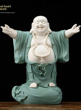 陶瓷大肚笑佛弥勒佛像饰品吸引财富和幸福弥勒佛像客厅办公室入口