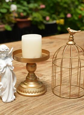 北欧铁艺鸟笼香薰蜡烛烛台覆古婚庆摆台创意金属客厅装饰摆件
