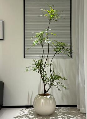 高品质仿FXA真绿南天竹高端轻奢物室装内客厅落地假植软摆件植装