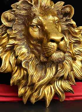 直销新款古韵斋 黄铜像铜狮子头像铜狮子头摆件家居工艺品摆设铜